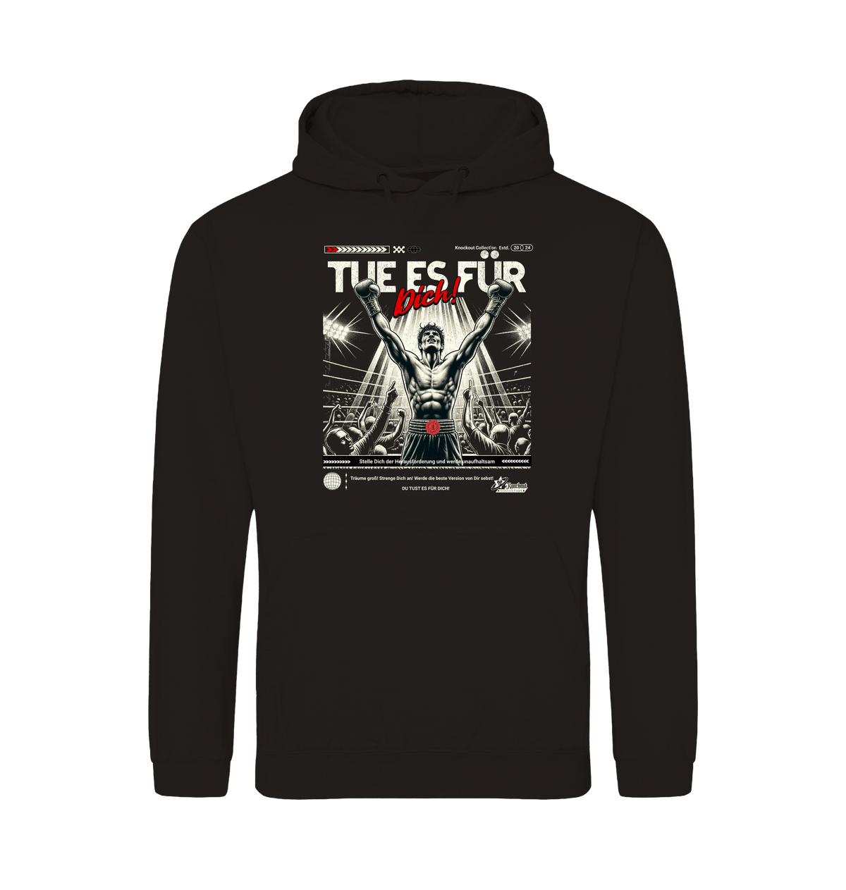 Deep Black Printed Hoody Front