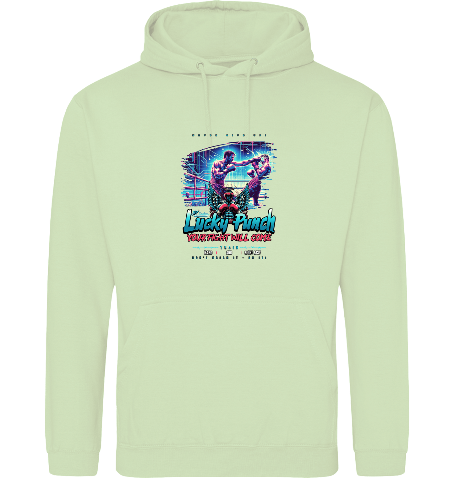 Pistachio Green Printed Hoody Front