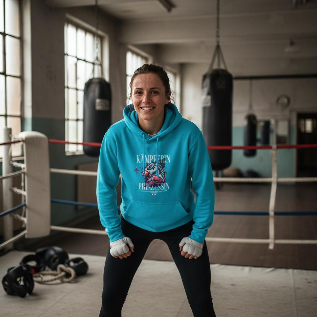 Kämpferin College Hoodie in Hawaiian Blue – Knockout Collection
