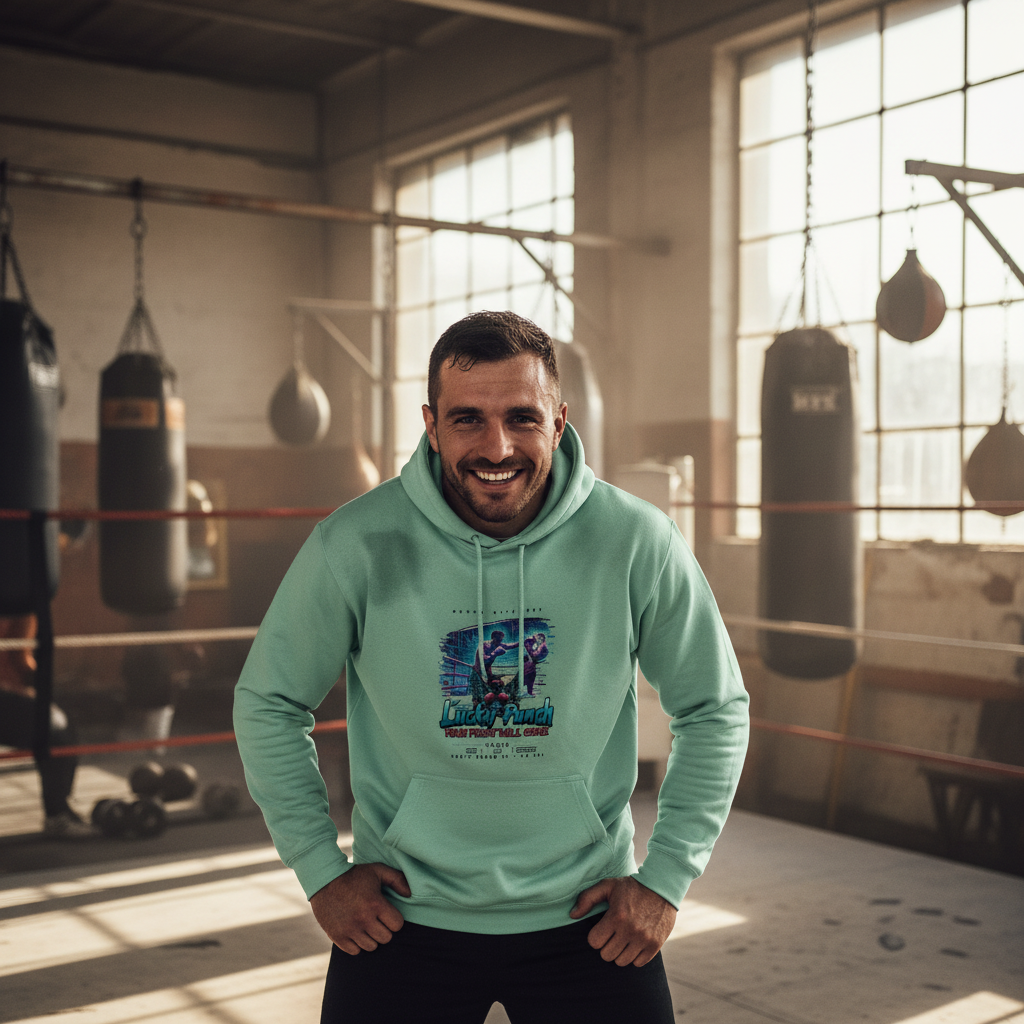 Lucky Punch College Hoodie in Pistachio Green – Knockout Collection