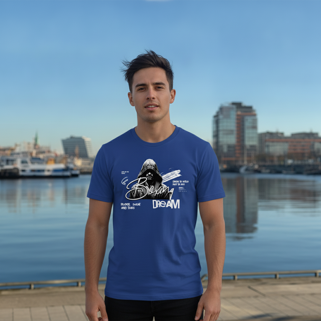 T-Shirt Classic Boxing Dream Worker Blue Frontansicht Knockout Collection