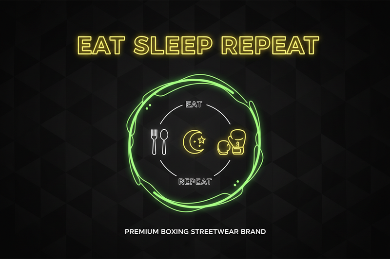 Eat Sleep Repeat Collection Header - Lifestyle Boxing Streetwear - Boxing Lifestyle Cycle - Knockout Collection