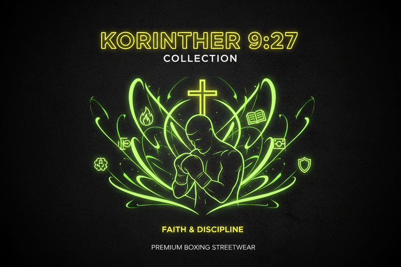 Korinther 9:27 Collection Header - Faith Boxing Streetwear - Glaube und Disziplin im Boxsport - Knockout Collection