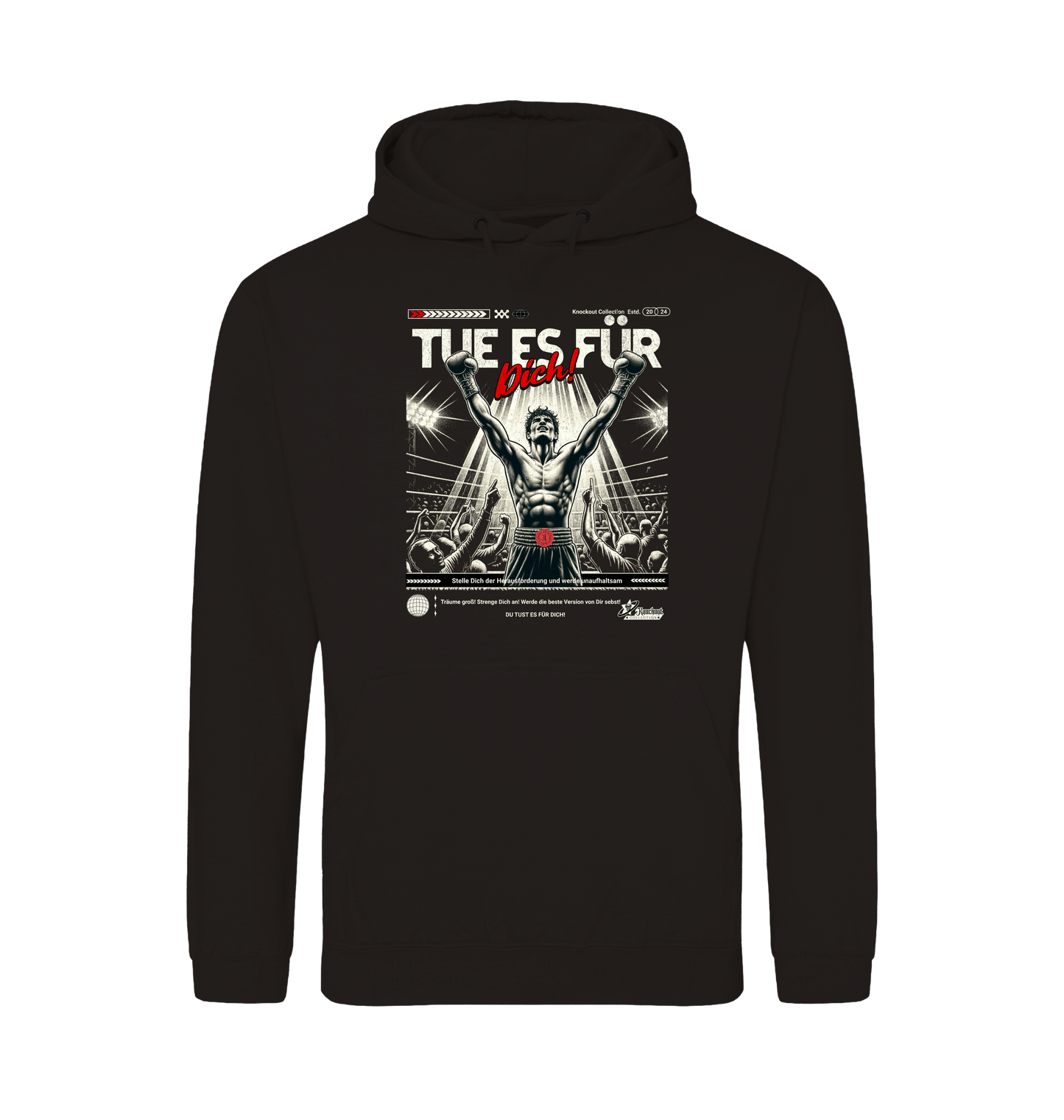 Deep Black Printed Hoody Front