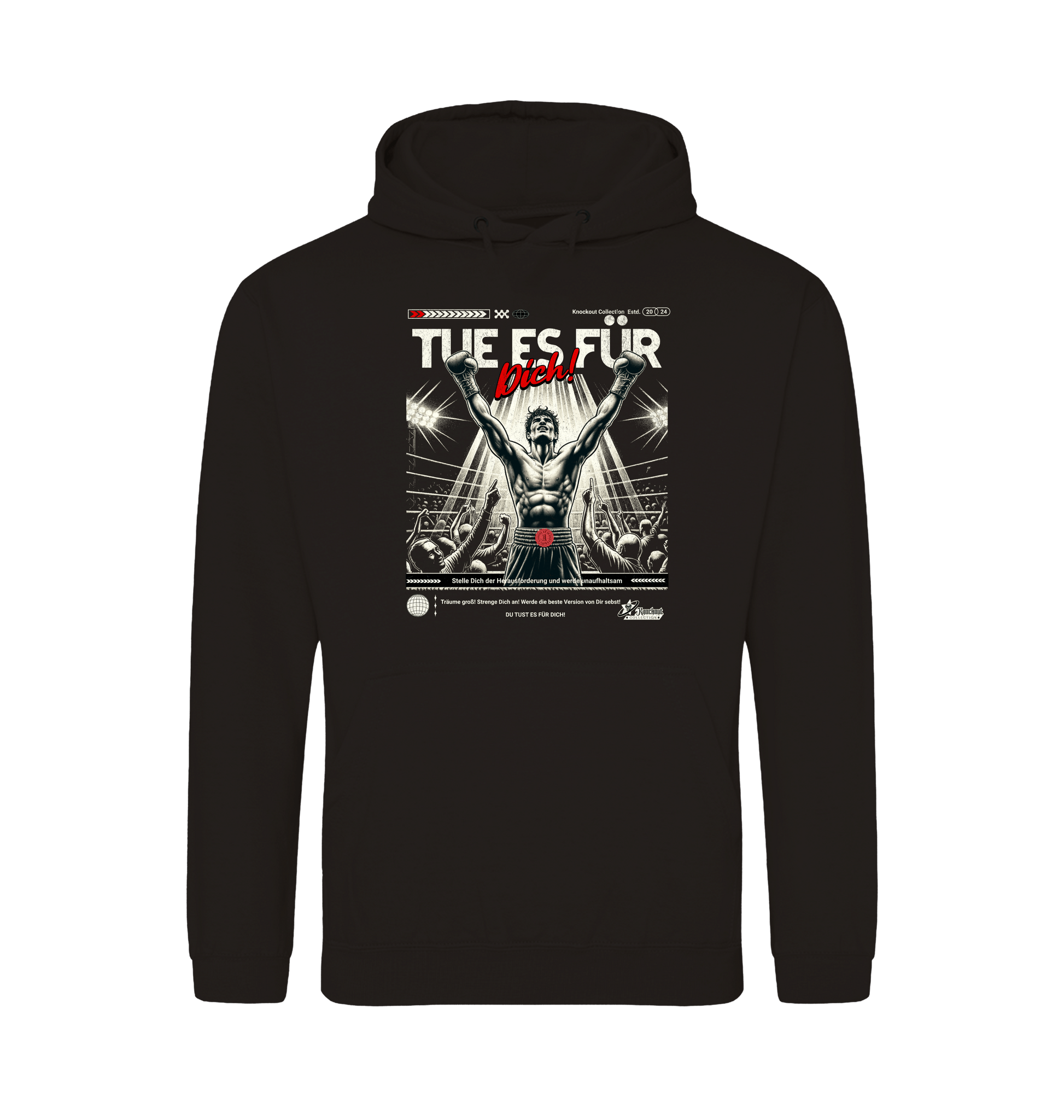 Deep Black Printed Hoody Front