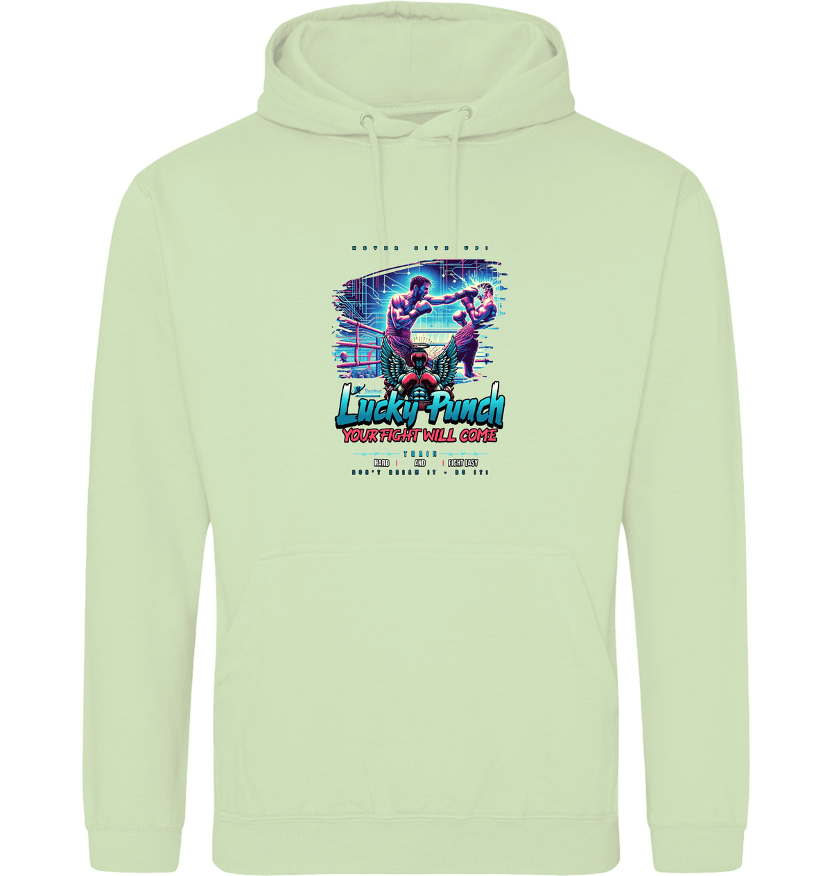 Pistachio Green Printed Hoody Front