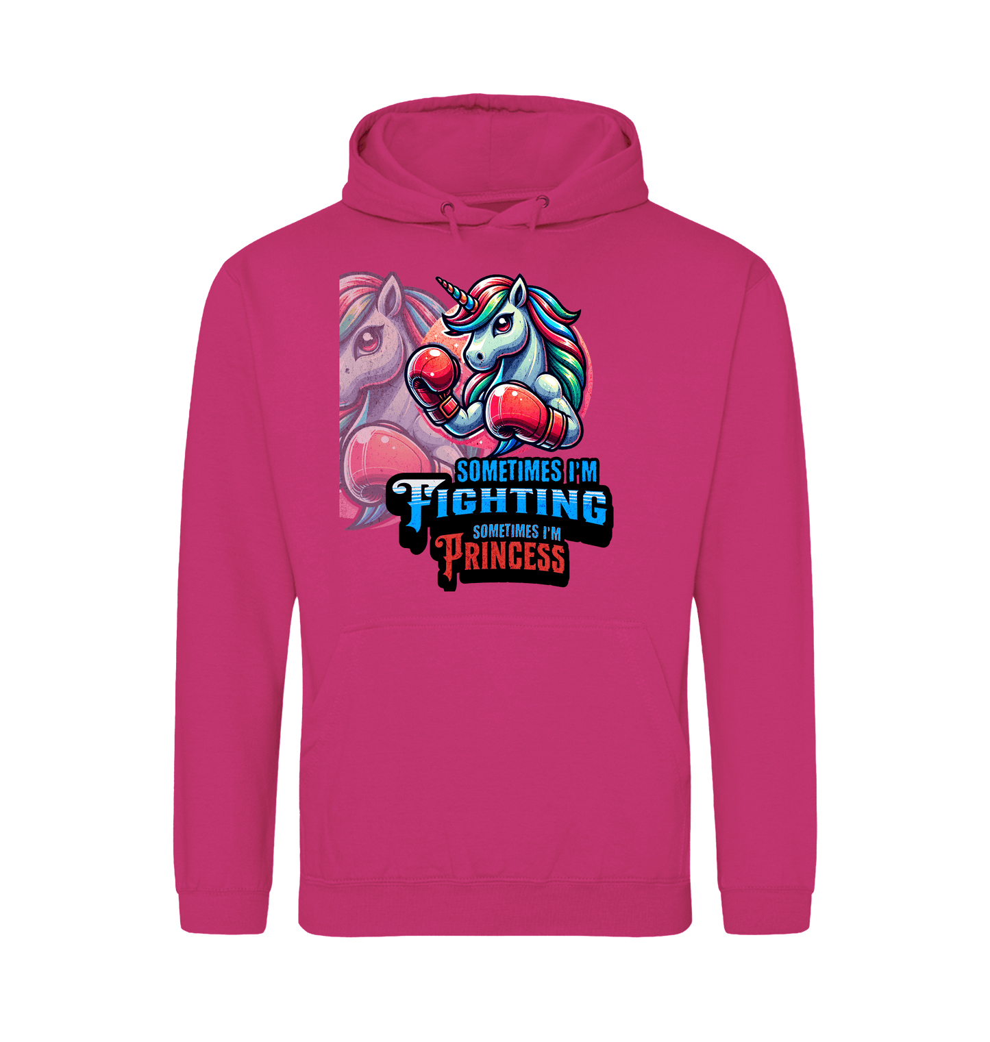 Hot Pink Printed Hoody Front