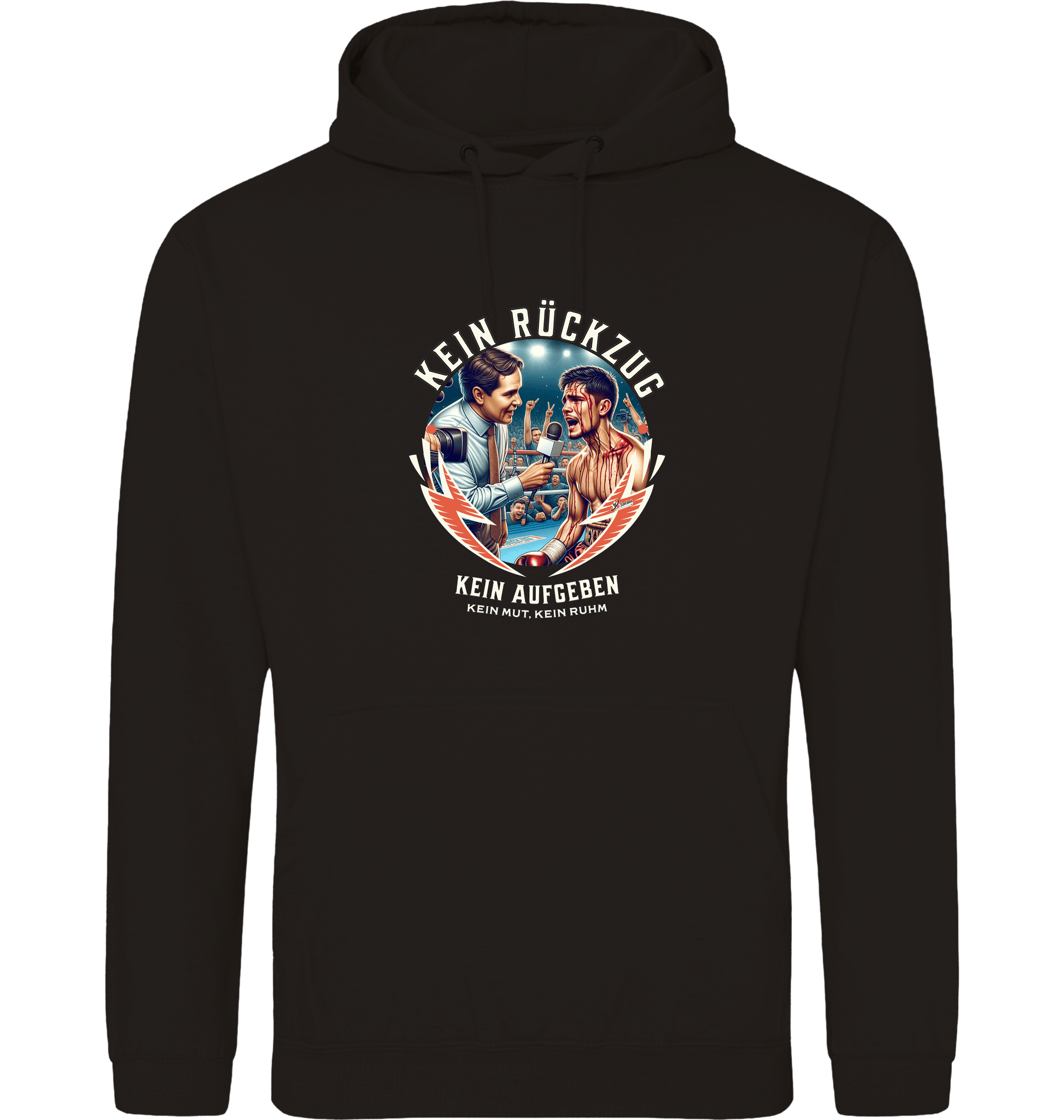Deep Black Printed Hoody Front