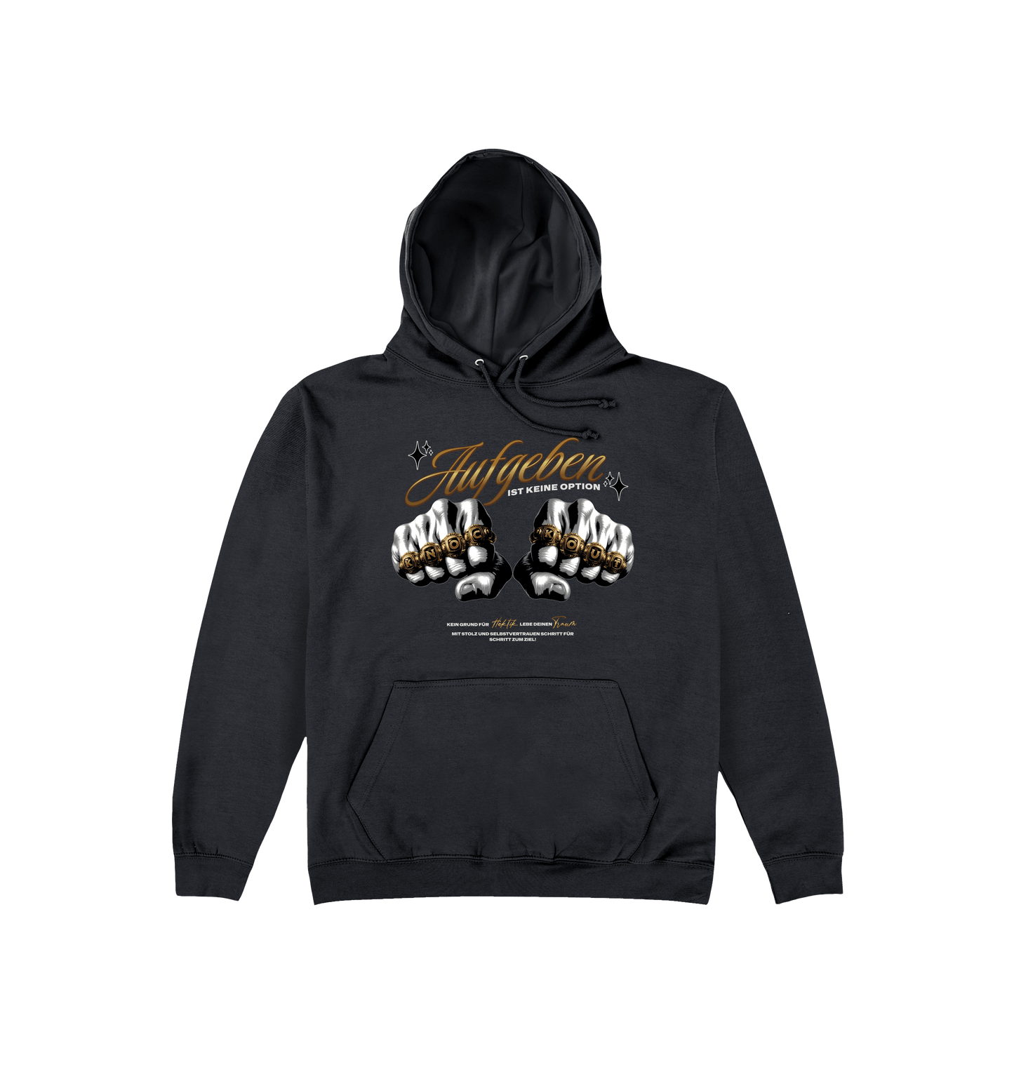 Deep Black Printed Hoody Front