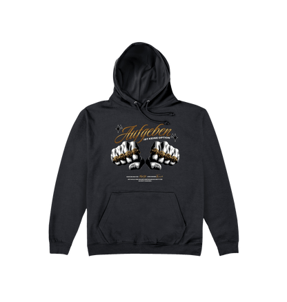 Deep Black Printed Hoody Front