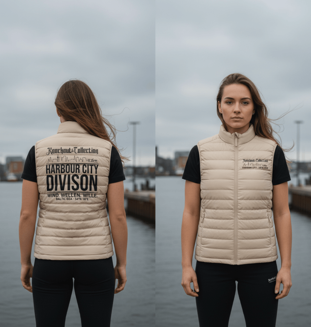  Steppweste Harbour City Gischt Desert Sand Rückenansicht – Maritime Streetwear Schleswig-Holstein