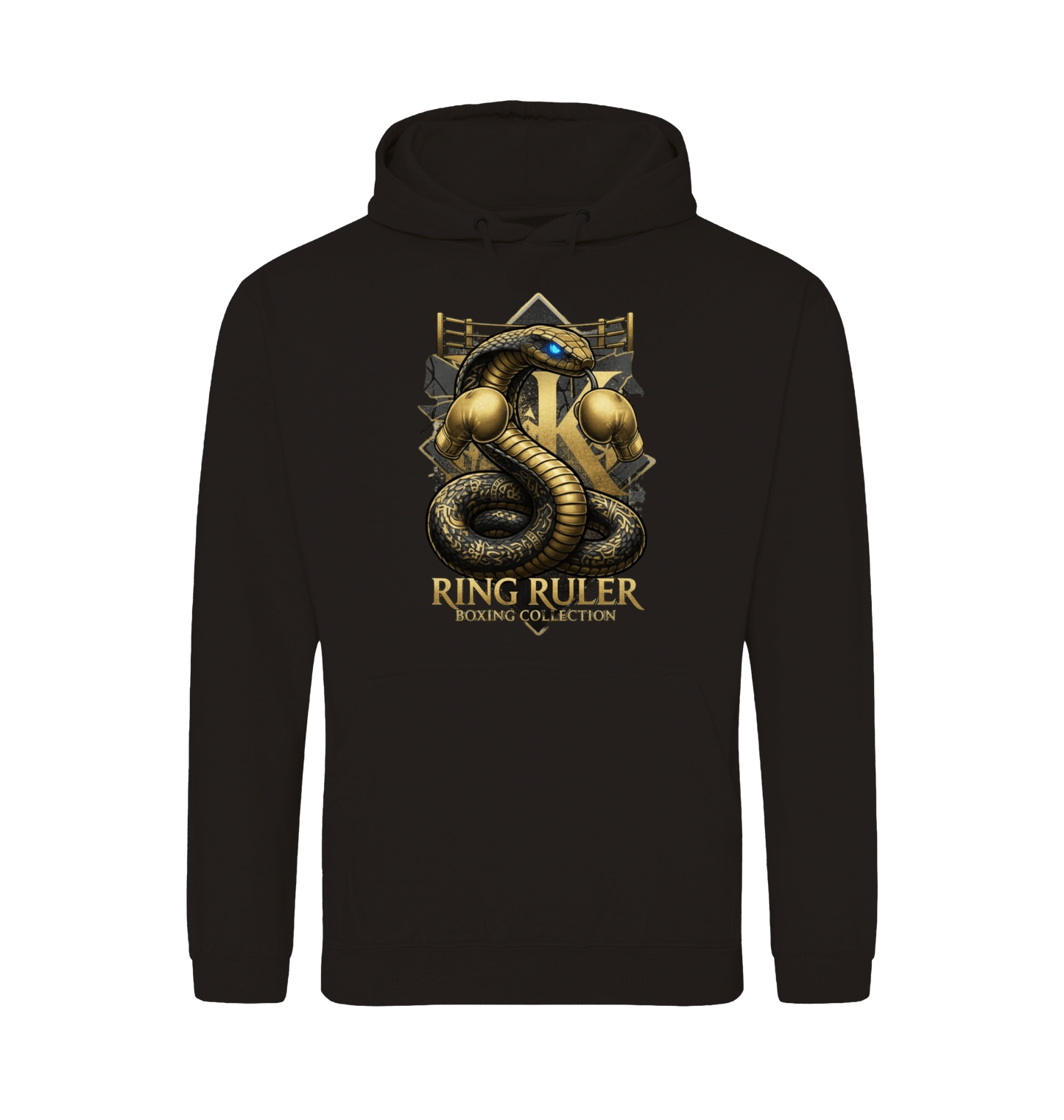 Deep Black Printed Hoody Front