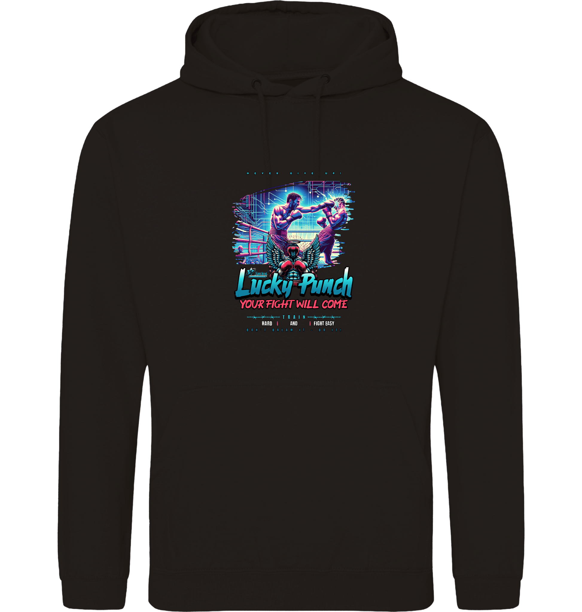 Deep Black Printed Hoody Front