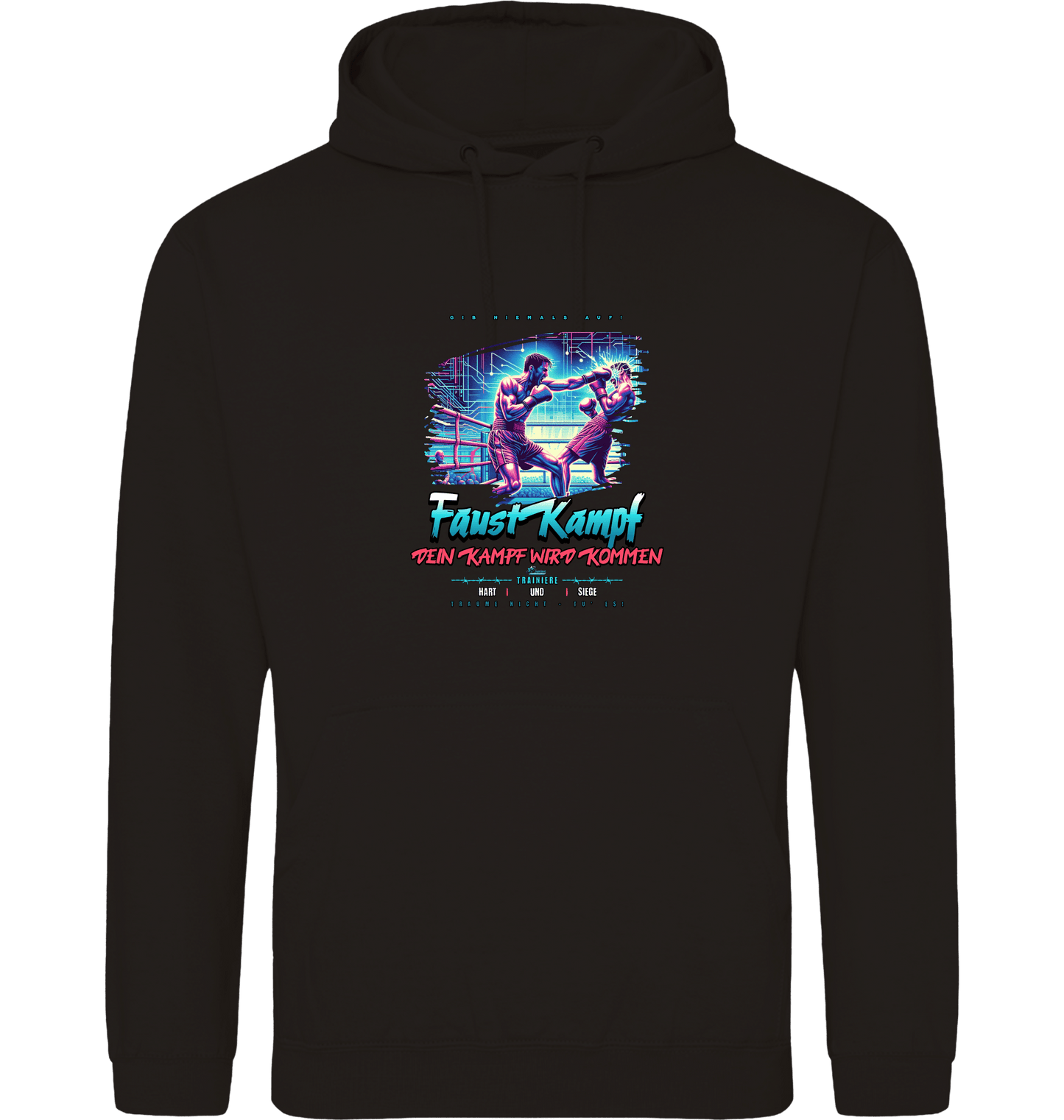Deep Black Printed Hoody Front