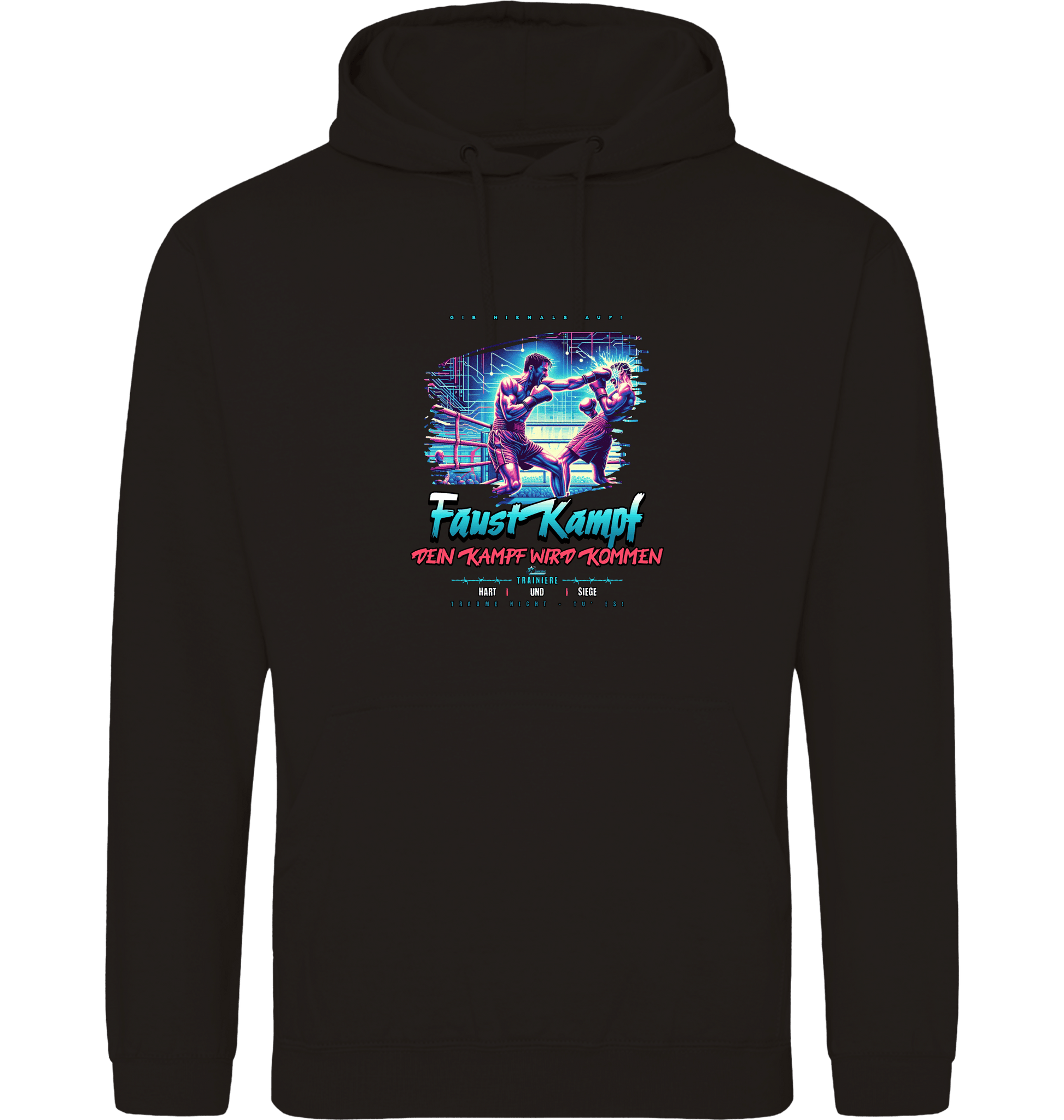 Deep Black Printed Hoody Front