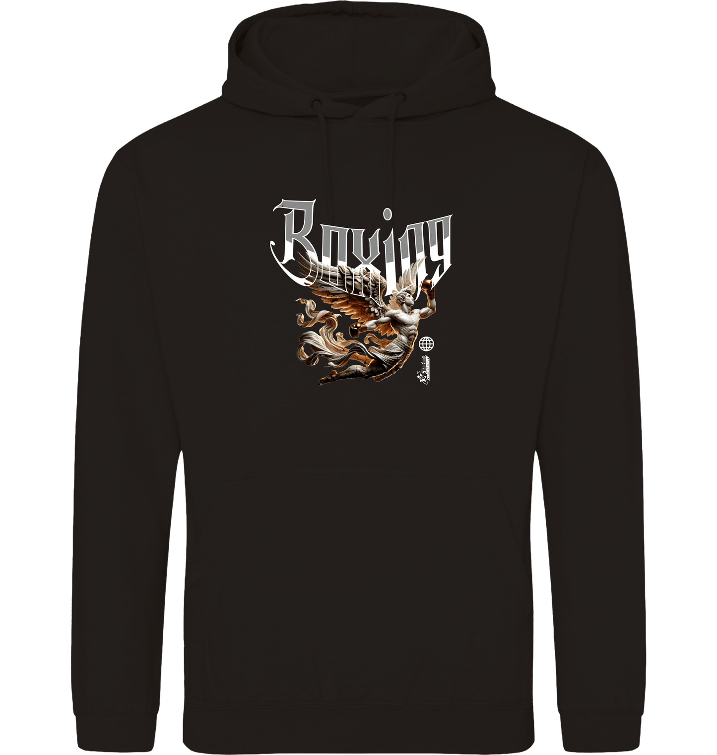 Deep Black Printed Hoody Front