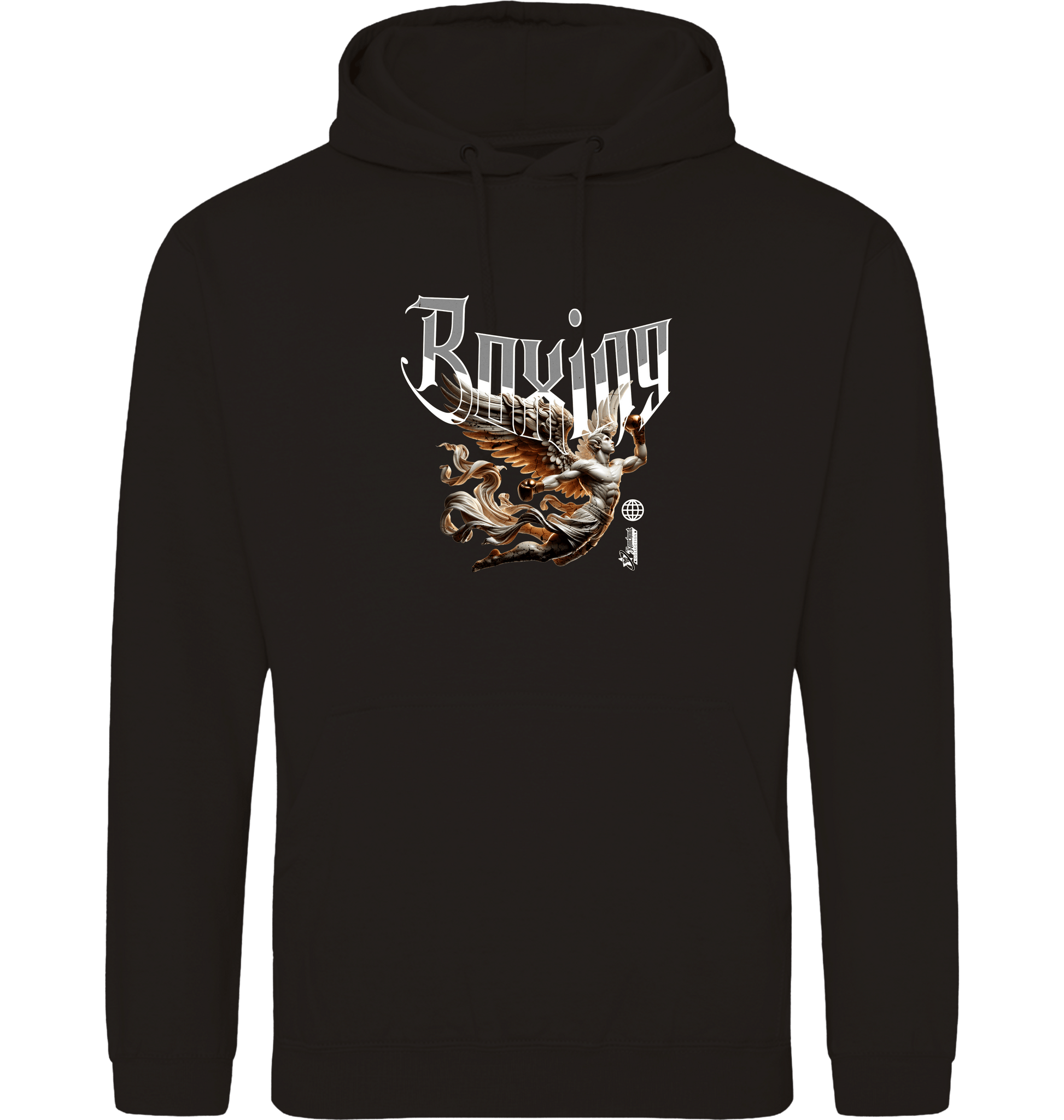 Deep Black Printed Hoody Front