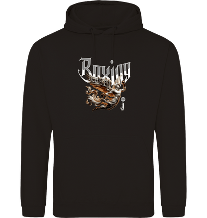 Deep Black Printed Hoody Front