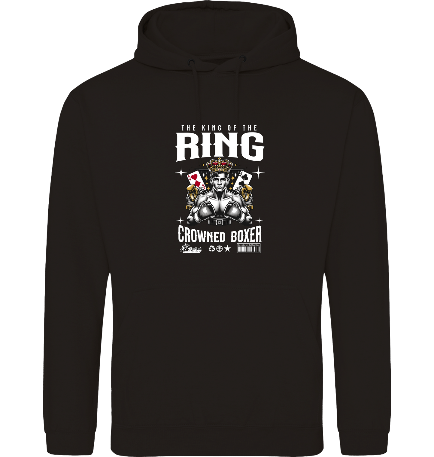 Deep Black Printed Hoody Front