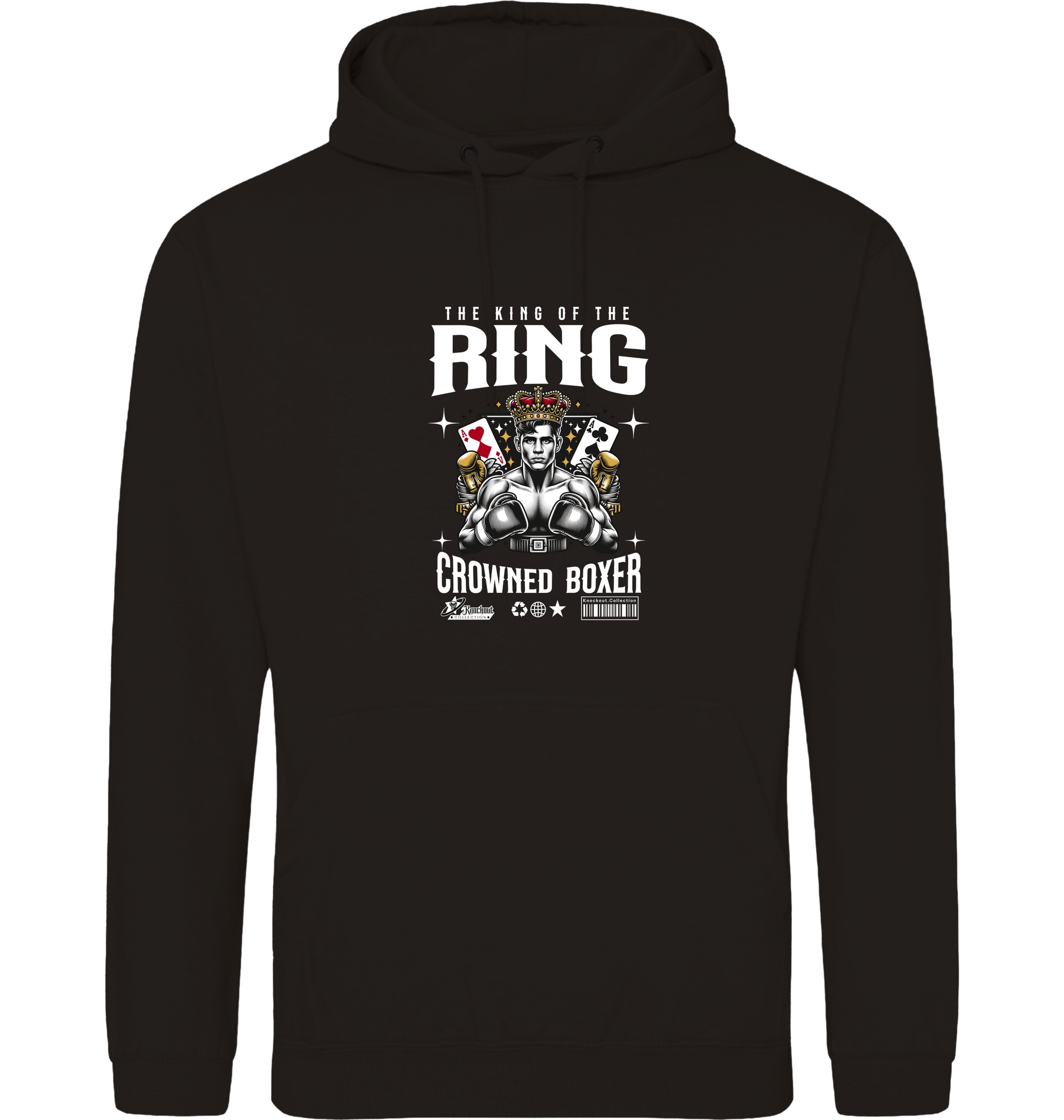 Deep Black Printed Hoody Front