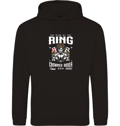 Deep Black Printed Hoody Front