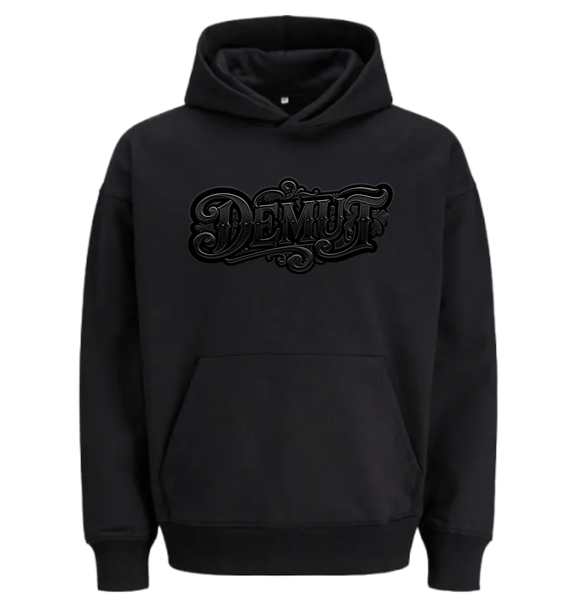 Black Printed Hoody Front