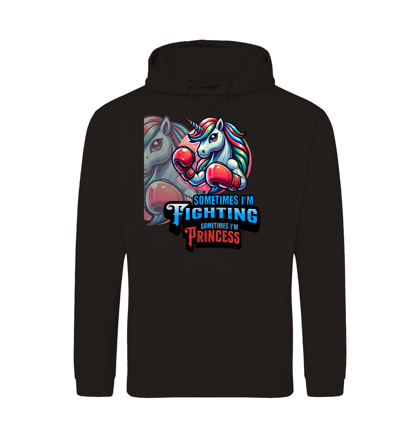 Deep Black Printed Hoody Front