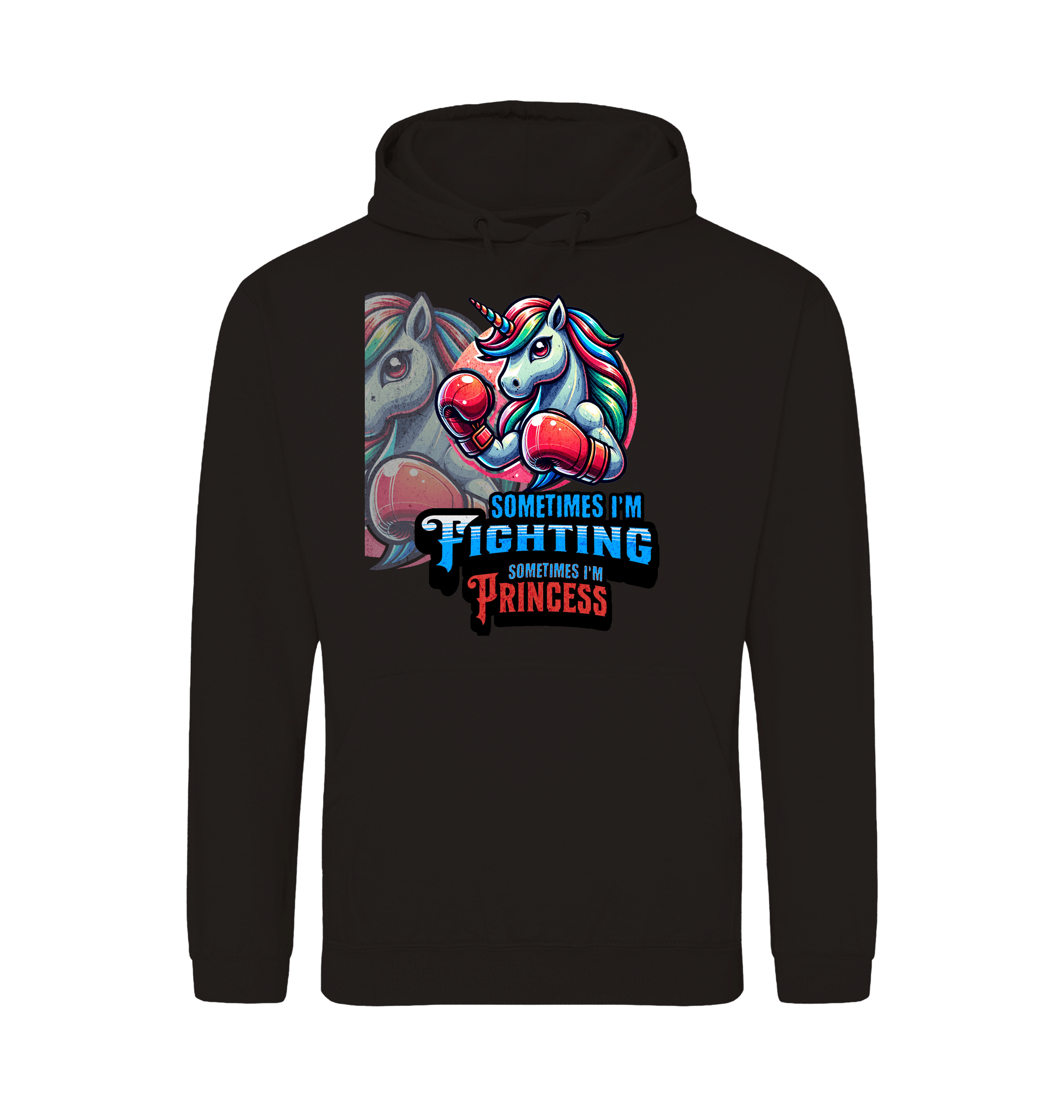 Deep Black Printed Hoody Front