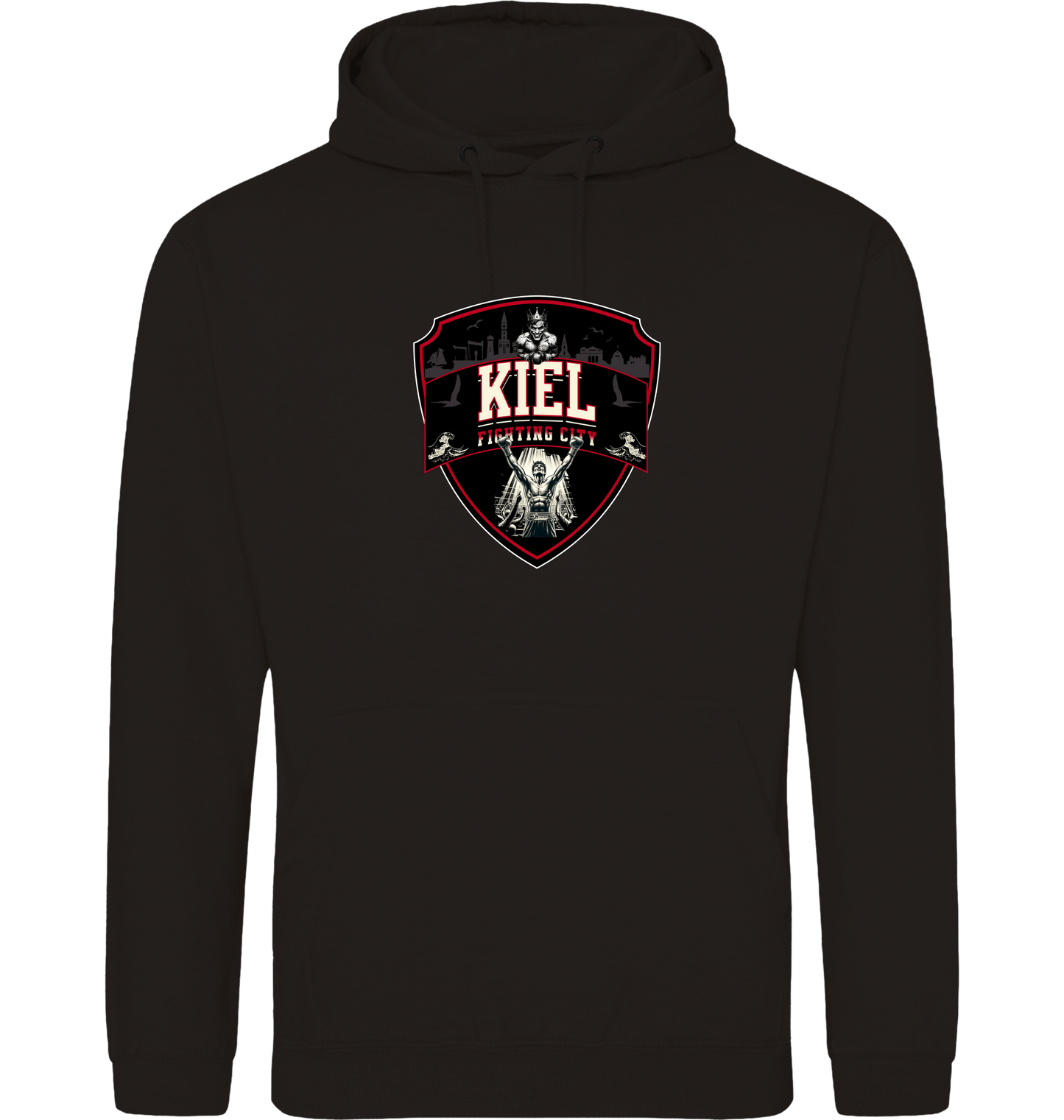Deep Black Printed Hoody Front