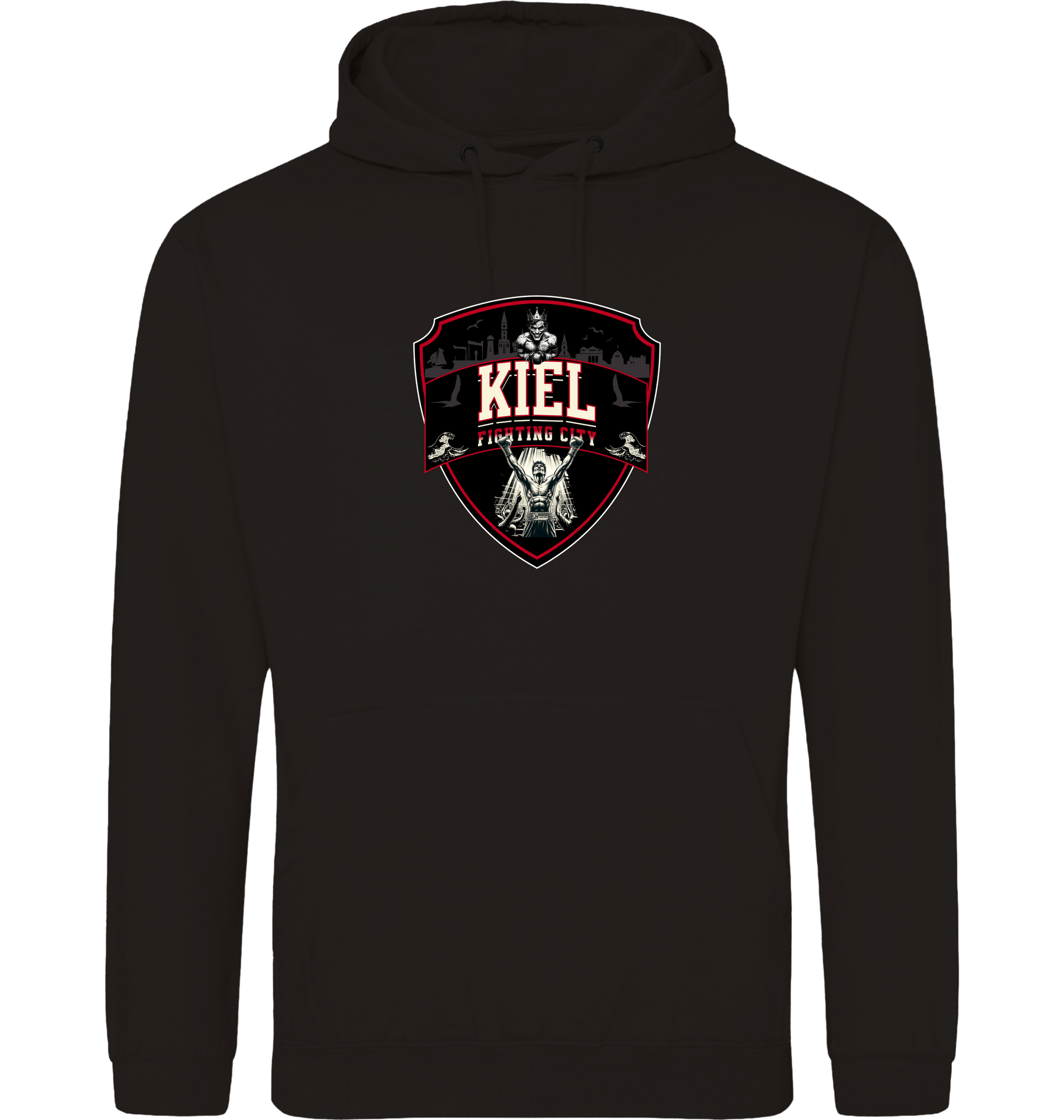 Deep Black Printed Hoody Front