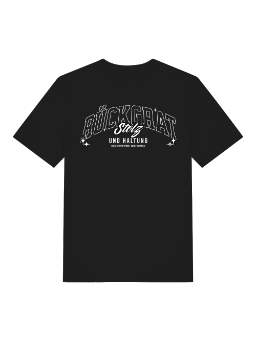 T-Shirt Classic Rückgrat Schwarz  100% Bio Baumwolle