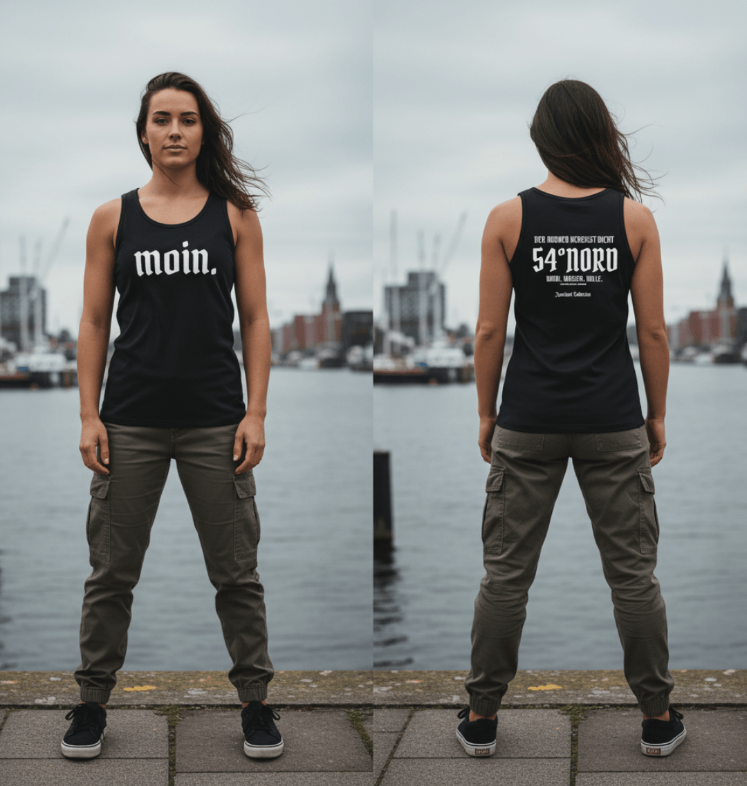 Tank Top Der Norden vergisst nicht Schwarzwasser Frontansicht Model Knockout Collection 54° Nord