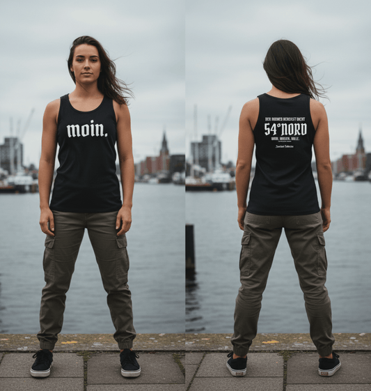 Tank Top Der Norden vergisst nicht Schwarzwasser Frontansicht Model Knockout Collection 54° Nord