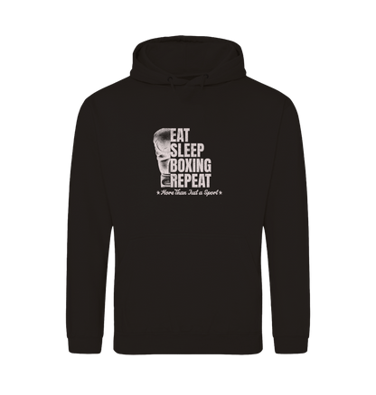 Deep Black Printed Hoody Front