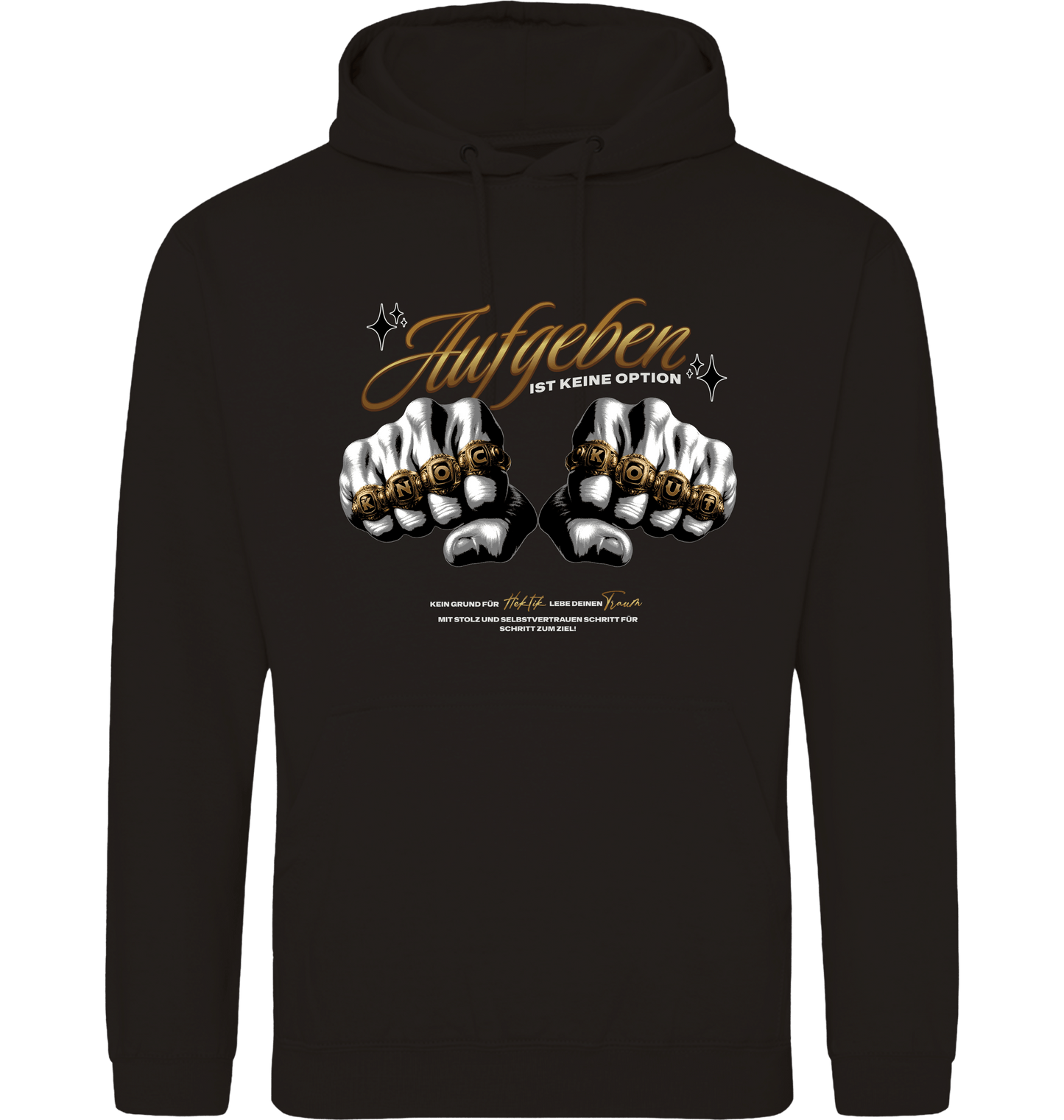 Deep Black Printed Hoody Front
