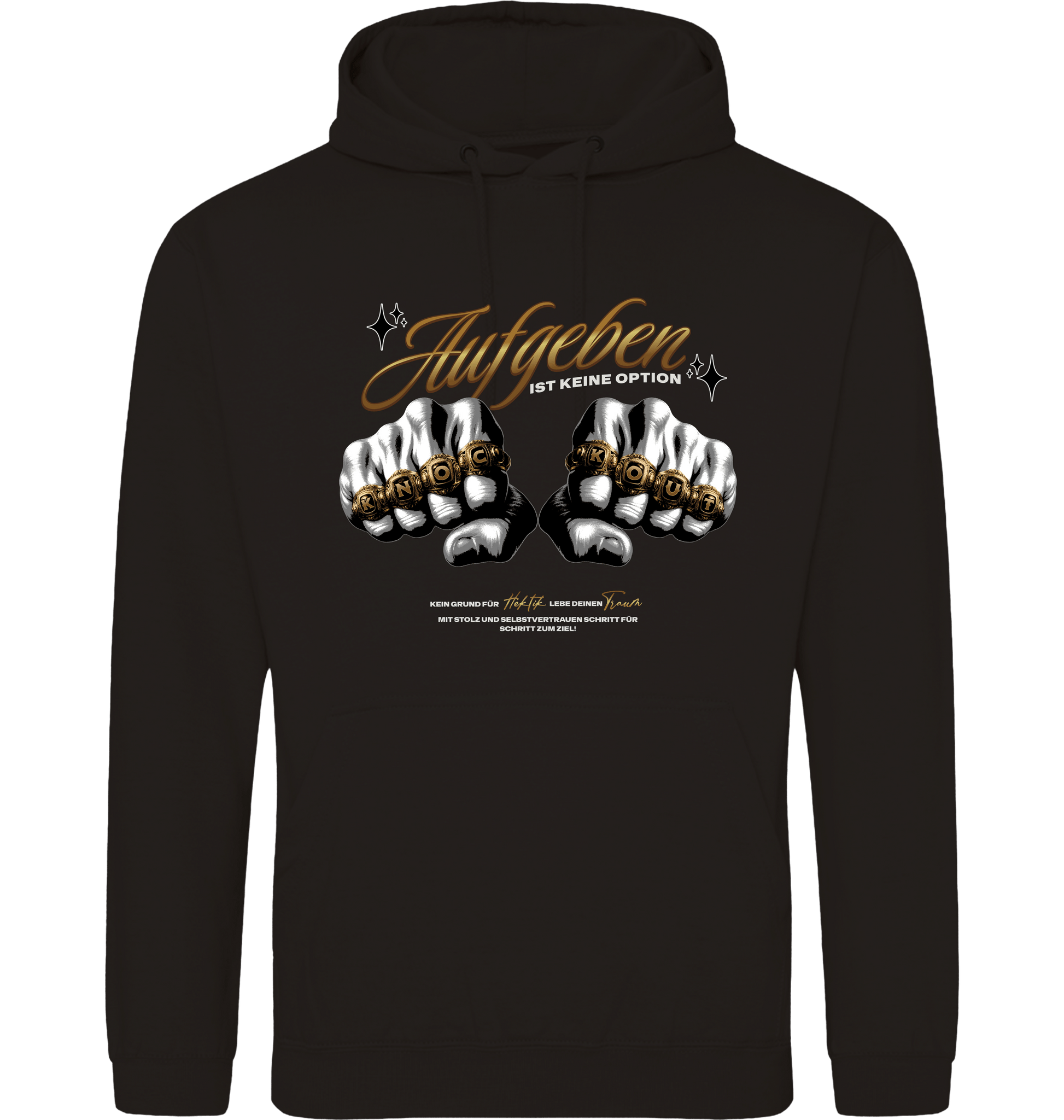 Deep Black Printed Hoody Front