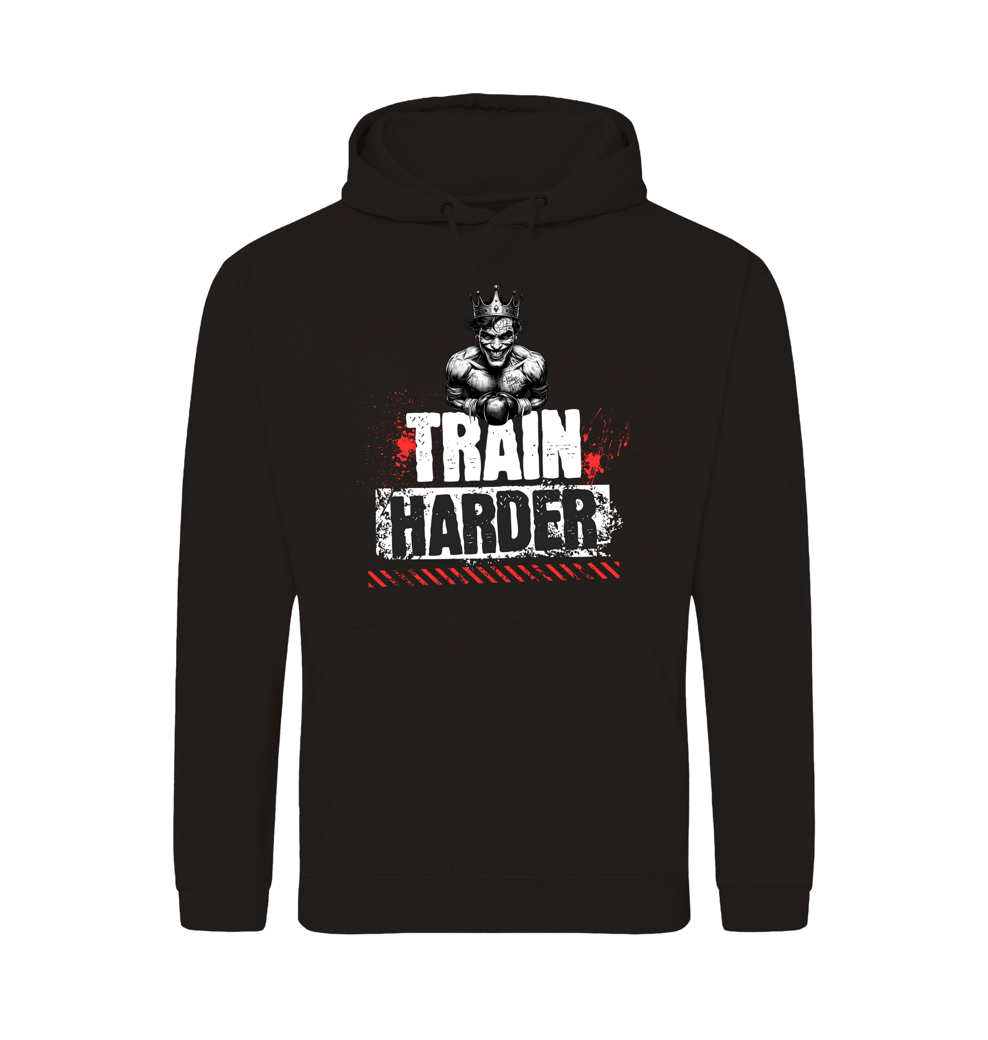 Deep Black Printed Hoody Front