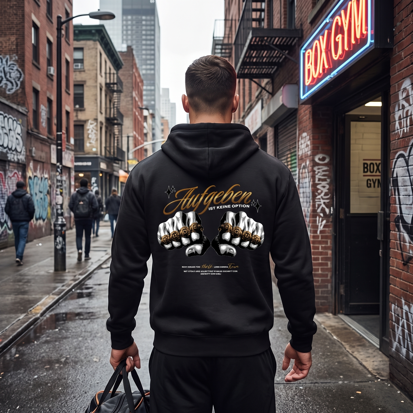 Zip Hoodie Aufgeben ist keine Option. Sportler auf dem Weg ins Gym. Knockout Collection 