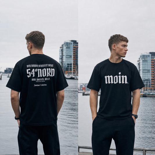 Heavy T-Shirt MOIN Der Norden vergisst nicht Schwarzwasser Edition Frontansicht Knockout Collection 54° Nord