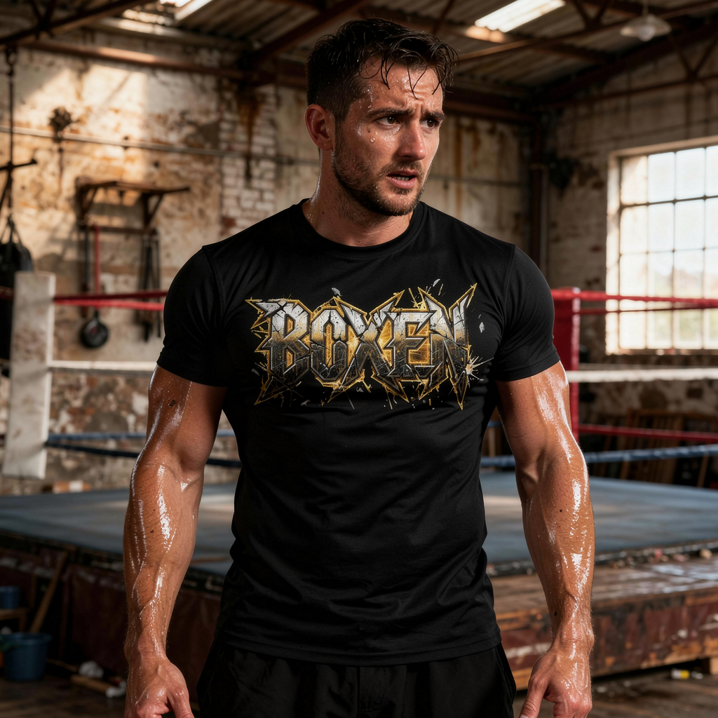 T-Shirt Classic Boxplosion Schwarz Vorderansicht Knockout Collection
