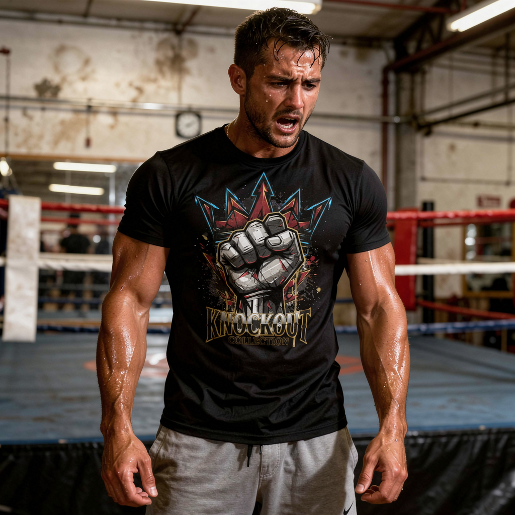 T-Shirt Classic Boxen Knockout Fist Black Herren Vorderansicht Knockout Collection