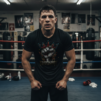  T-Shirt Classic Boxen Knockout Fist Black Herren Vorderansicht Knockout Collection
