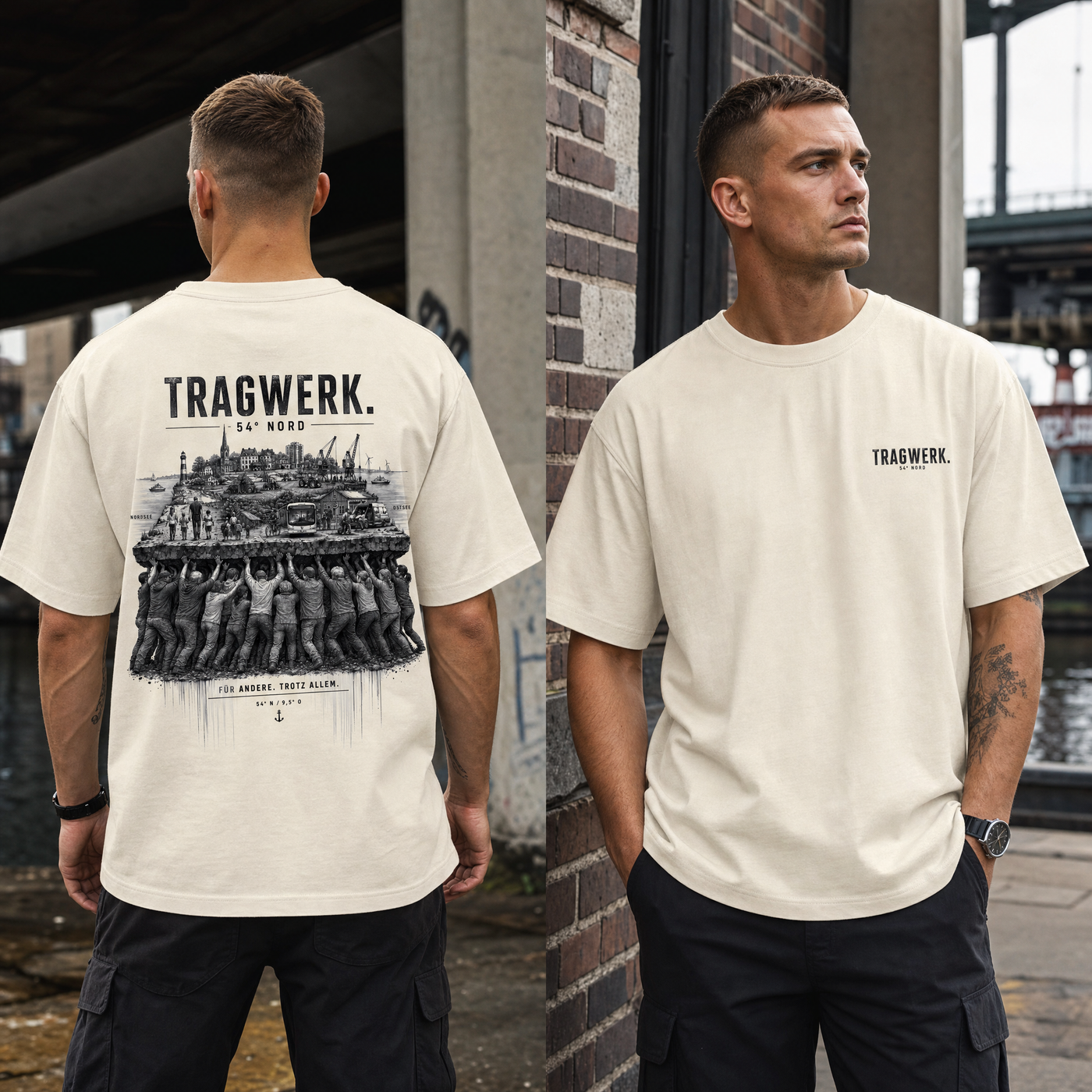 TRAGWERK. 54° Nord Heavy T-Shirt – Creme