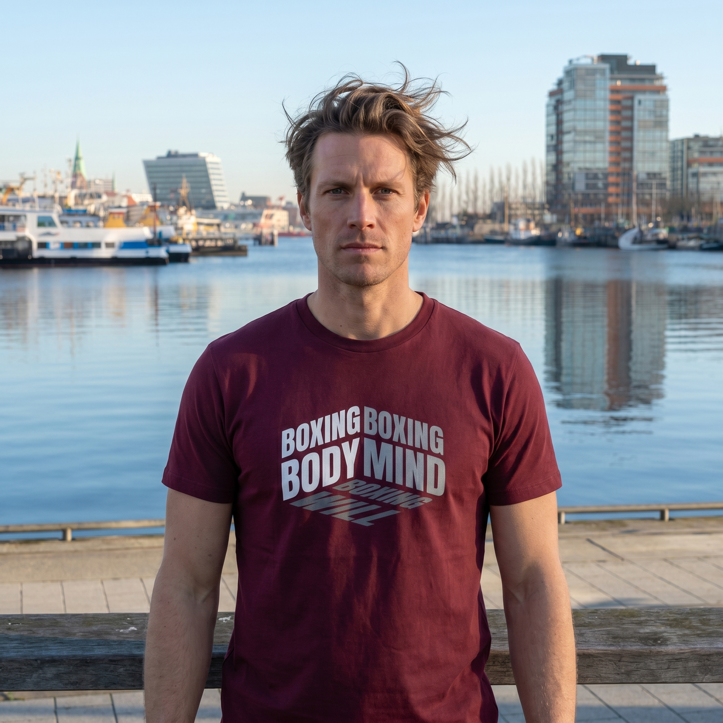  T-Shirt Classic Boxing Mind Burgundy Frontansicht Knockout Collection 