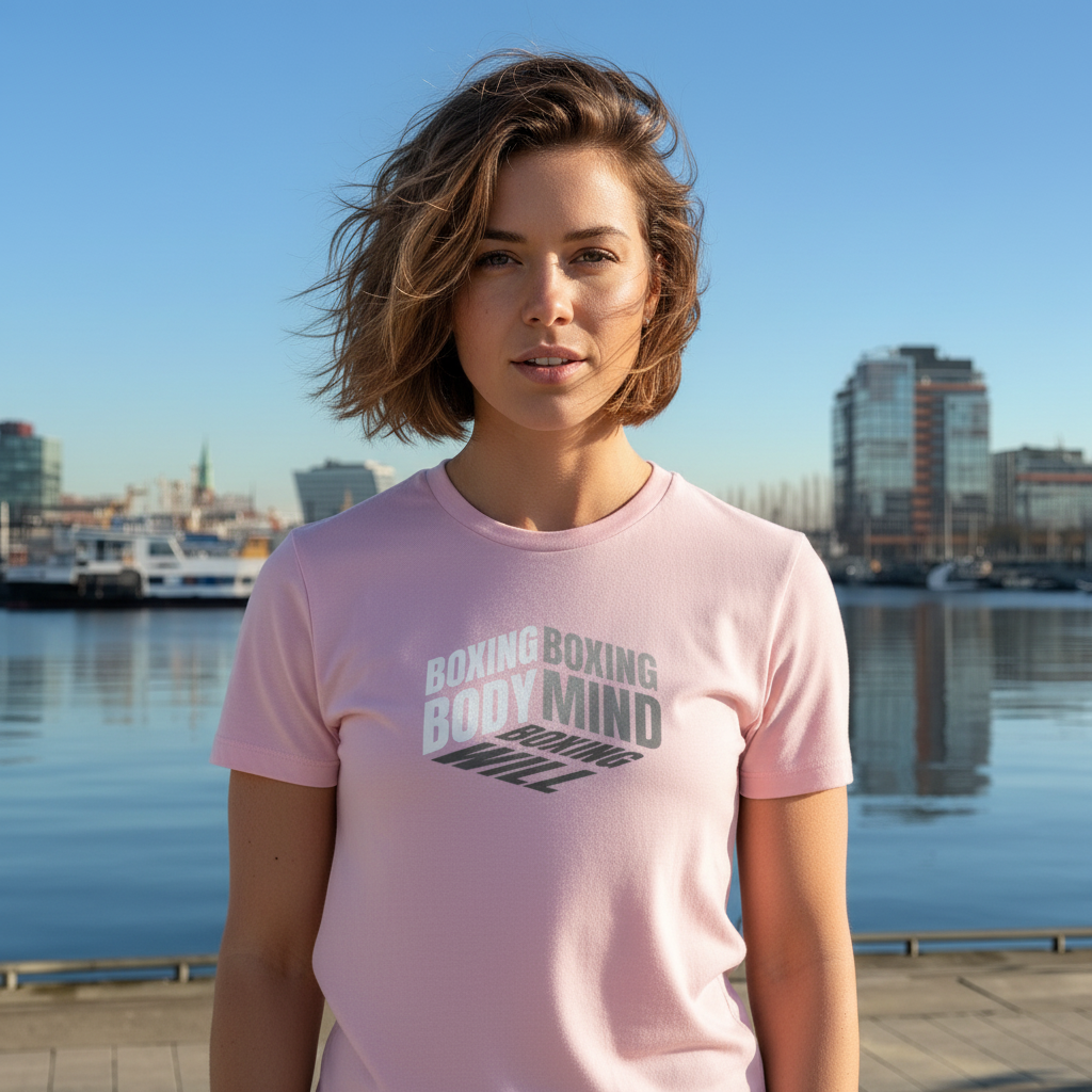  T-Shirt Classic Boxing Mind Cotton Pink Frontansicht Knockout Collection 