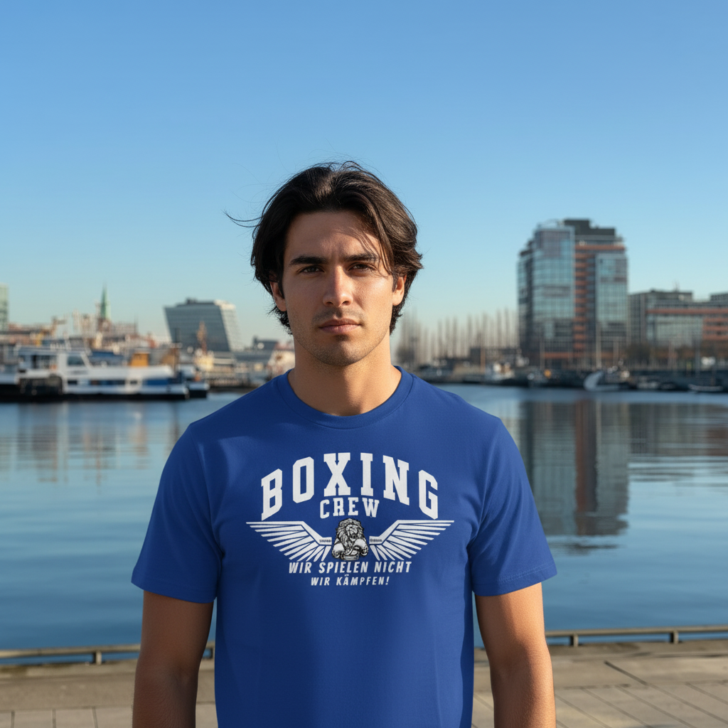  T-Shirt Classic Boxing Crew 3 Worker Blue Frontansicht Knockout Collection 