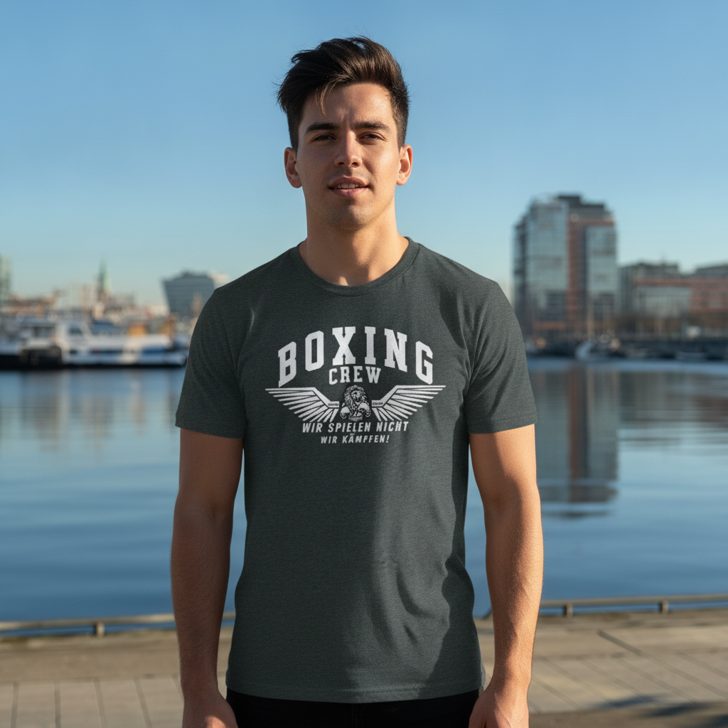  T-Shirt Classic Boxing Crew 3 Dark Heather Grey Frontansicht Knockout Collection 