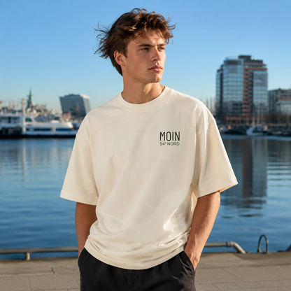 54 Nord Heavy T-Shirt Egret mit MOIN Brustprint norddeutsche Streetwear