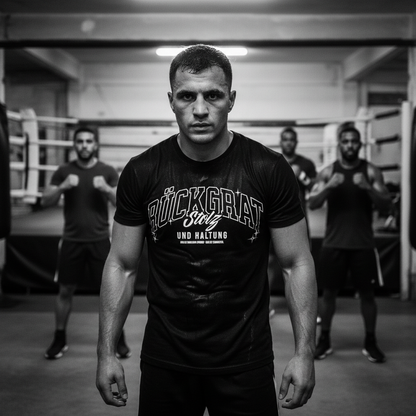 
T-Shirt Classic Rückgrat Schwarz Frontansicht Mann Knockout Collection

