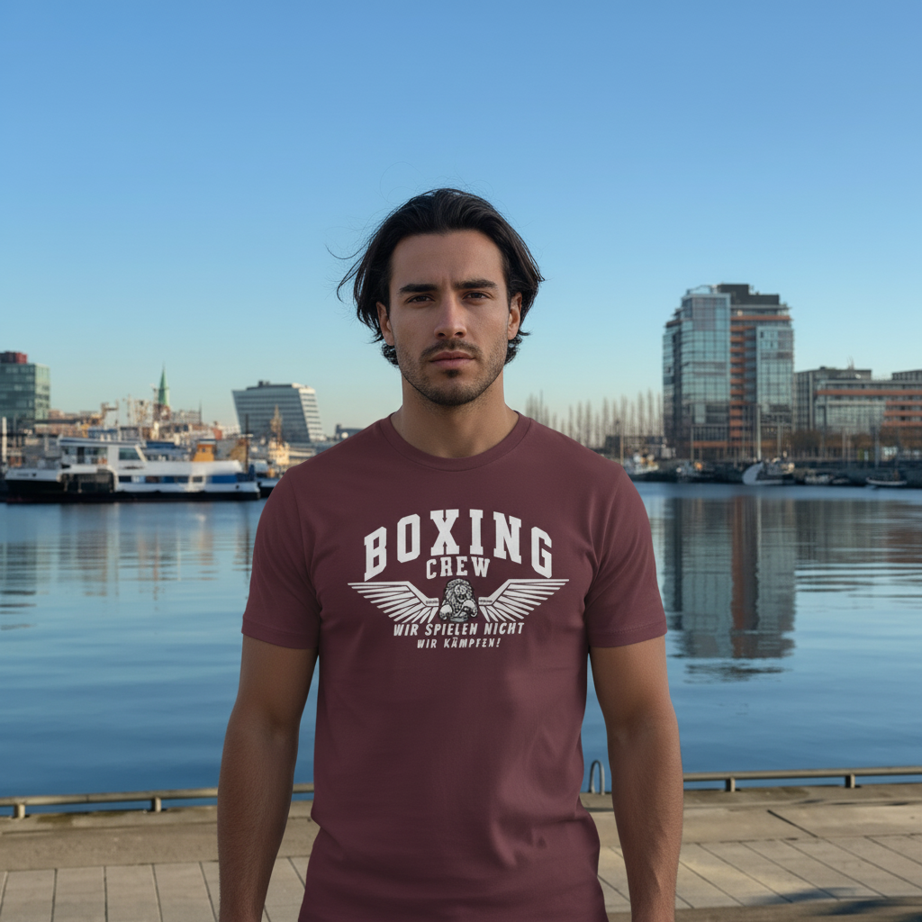  T-Shirt Classic Boxing Crew 3 Red Brown Frontansicht Knockout Collection 